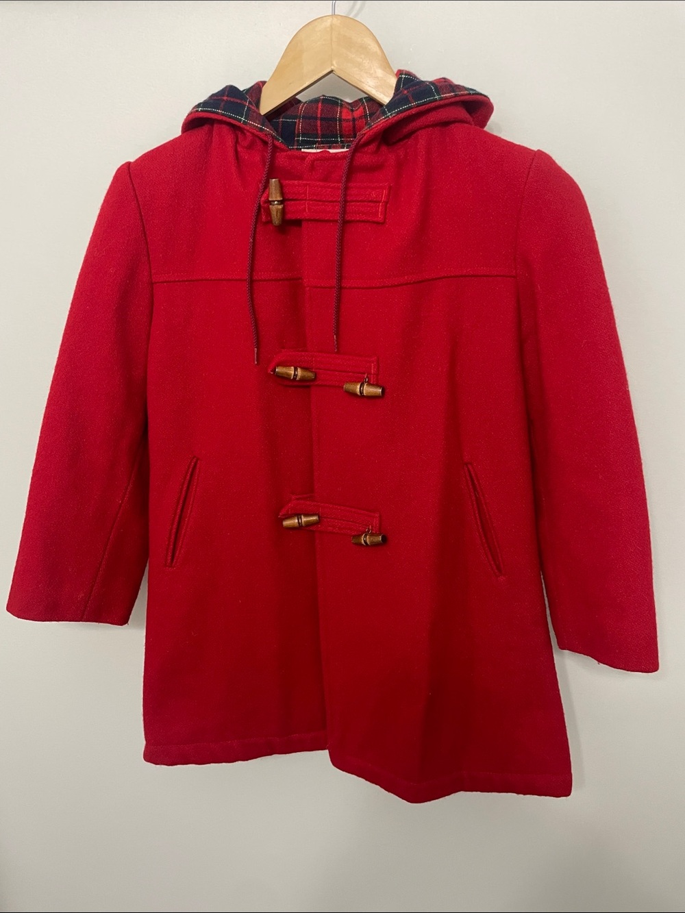 Rare Vintage 1960’s IMP Classic Red Hooded Toggle Pea Coat for Kids